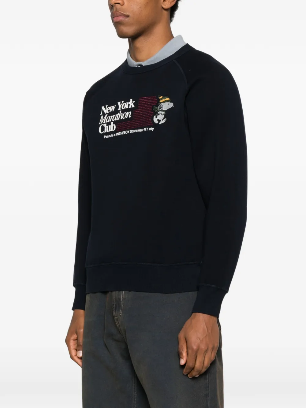 In The Box X Peanuts Snoppy-embroidered Sweatshirt In Blue