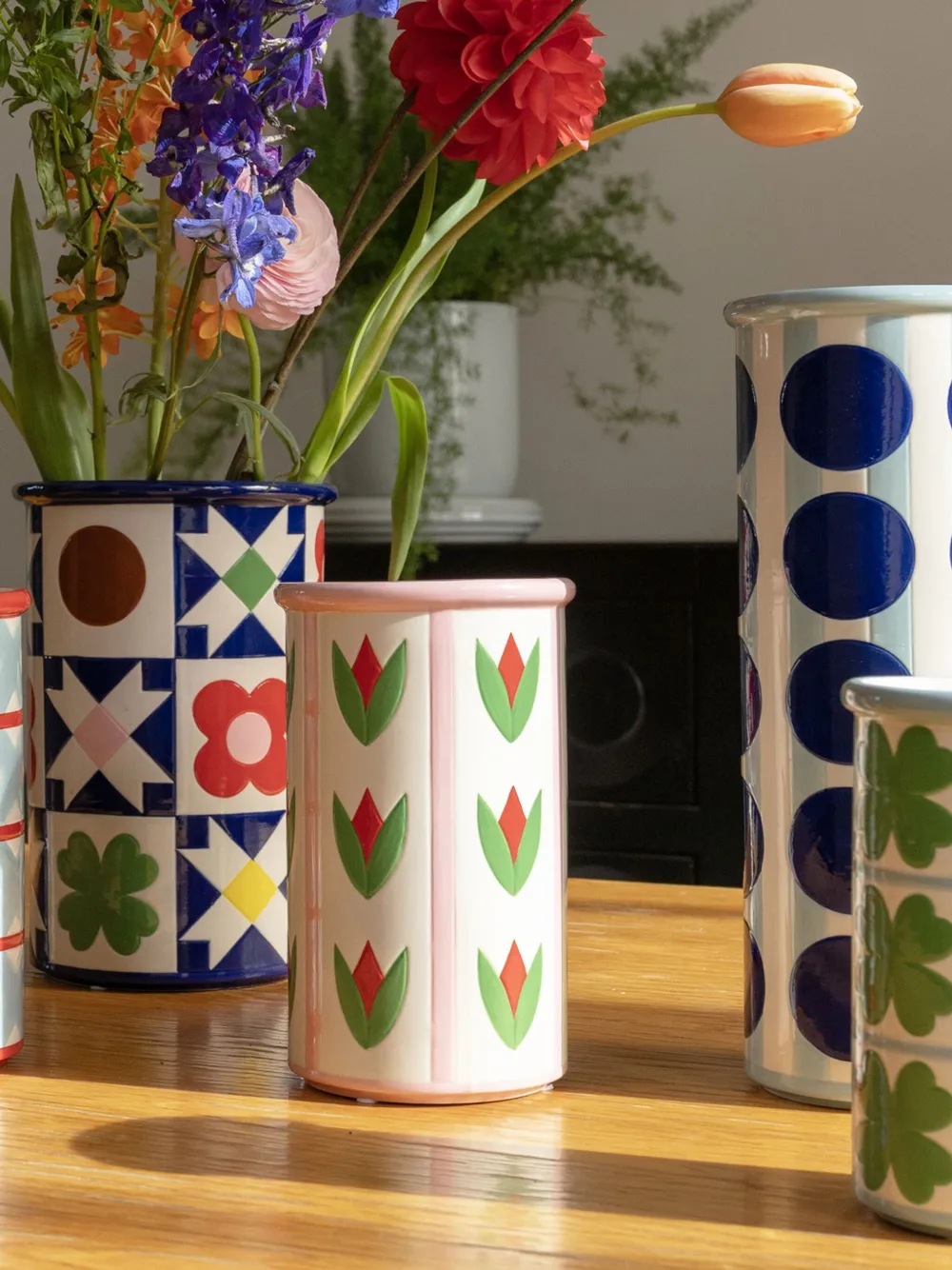  &k Amsterdam Patch Quilt Vase - Blue 