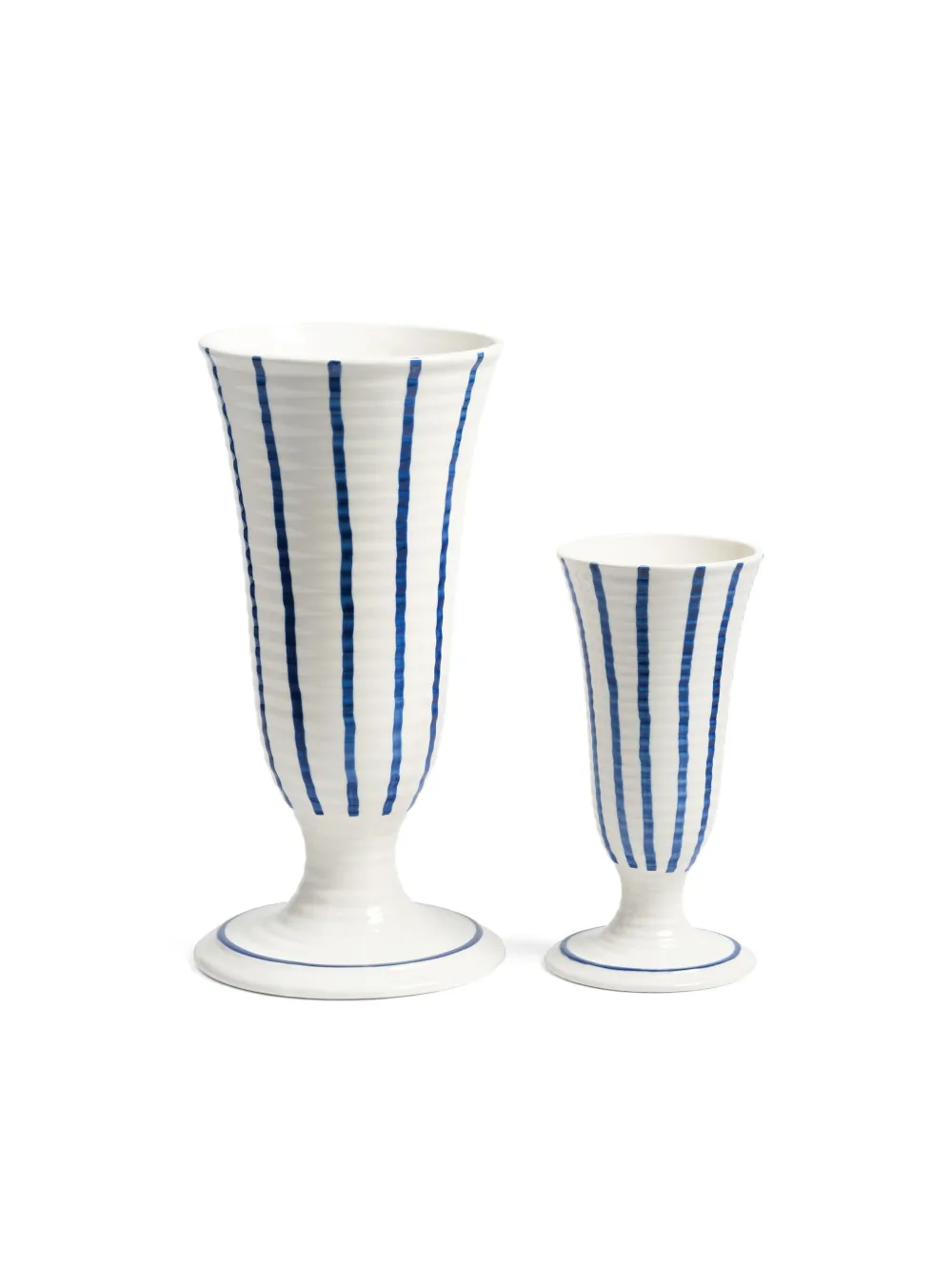 &k Amsterdam Gestreepte vaas (13 cm x 25,5 cm) - Wit
