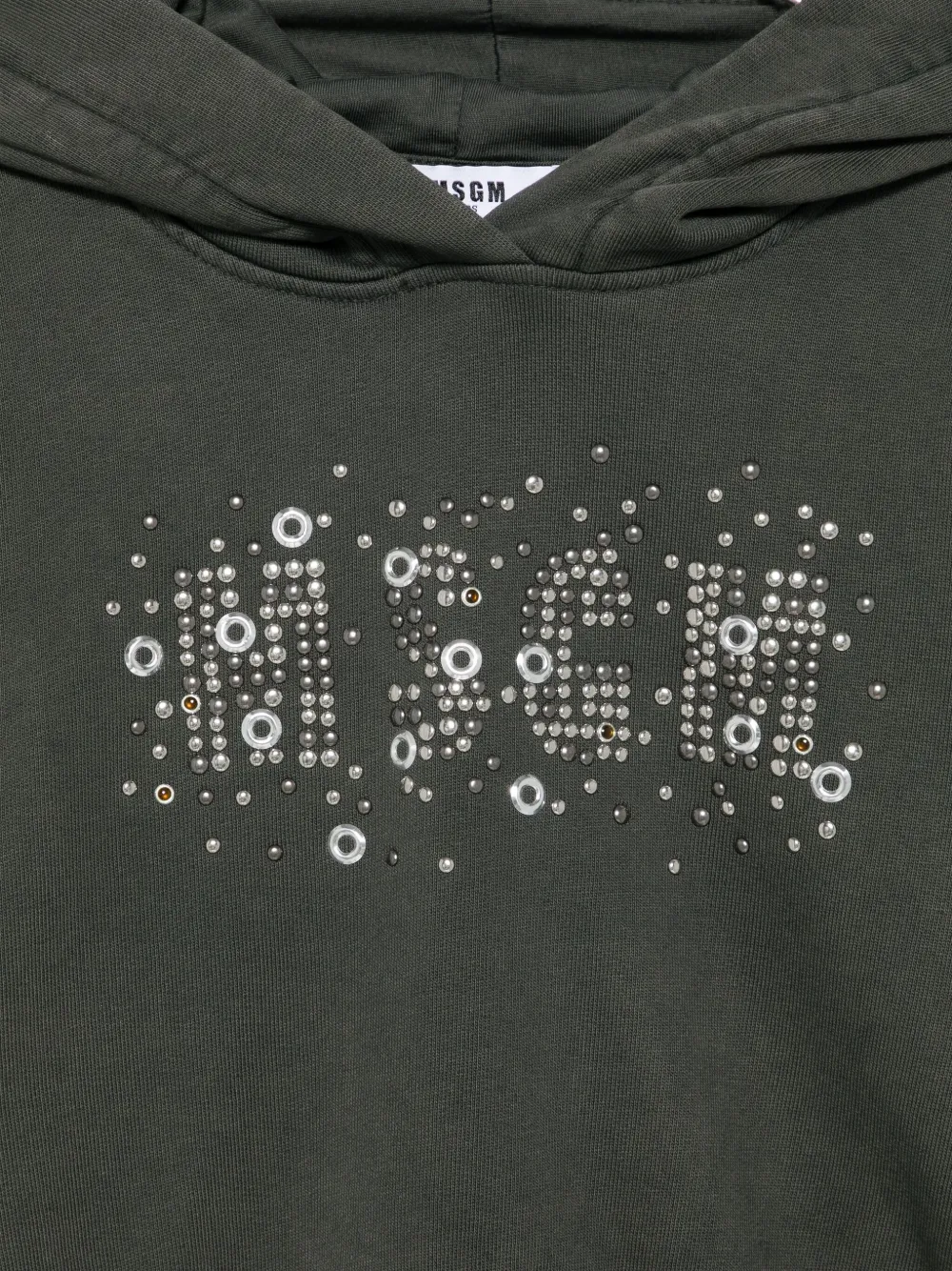 MSGM Kids Hoodie verfraaid met kristallen Grijs