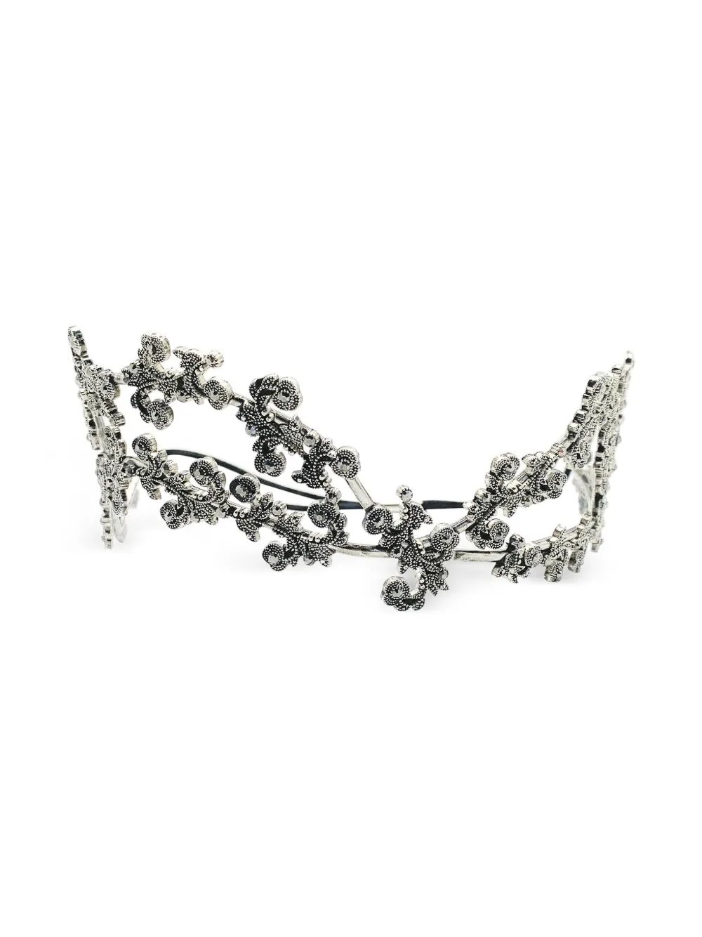 Pre-owned Jennifer Gibson Jewellery 1990s Foliate Crystals High Tiara In Silver