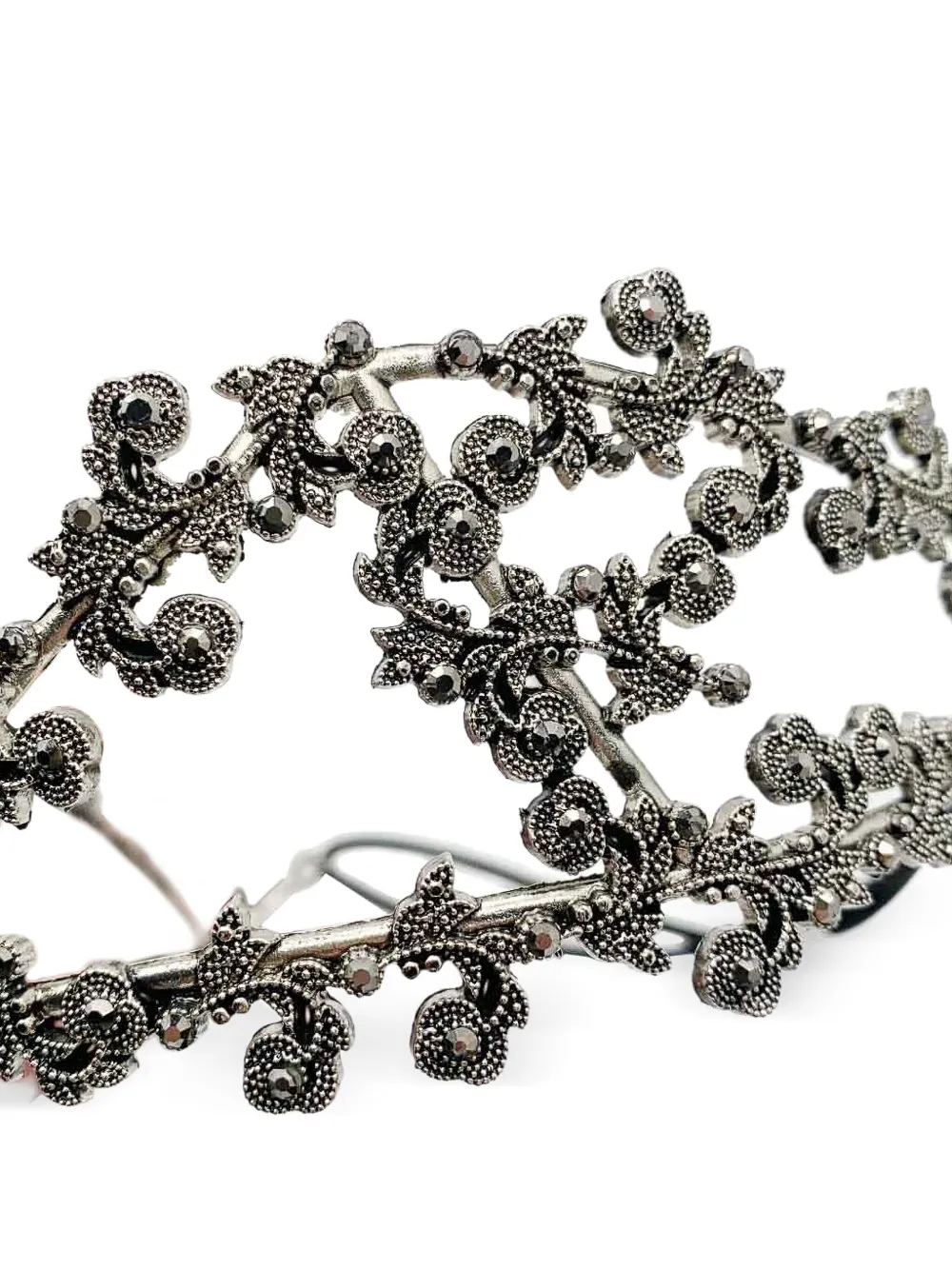 Pre-owned Jennifer Gibson Jewellery 1990s Foliate Crystals High Tiara In Silver