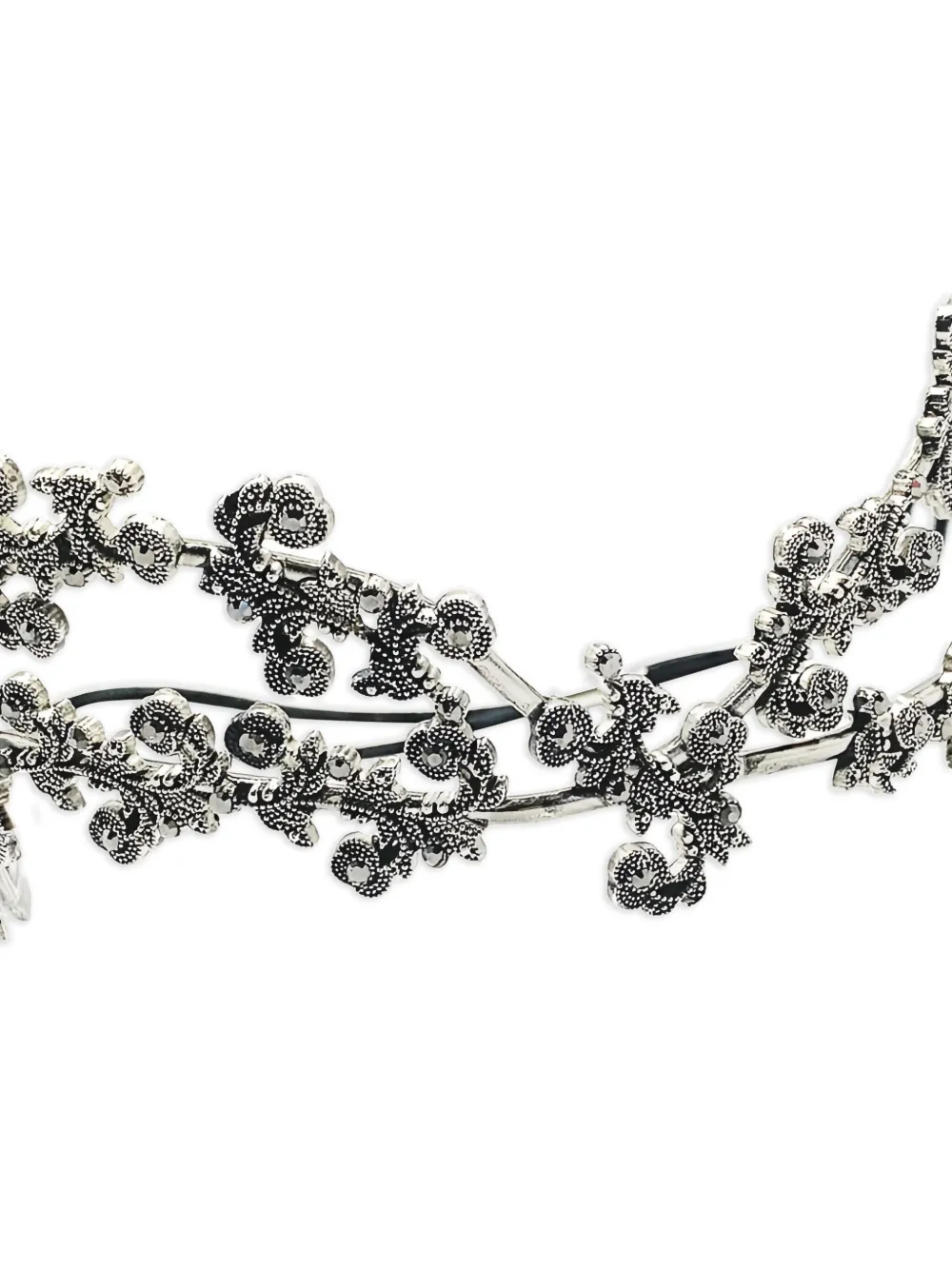 Pre-owned Jennifer Gibson Jewellery 1990s Foliate Crystals High Tiara In Silver