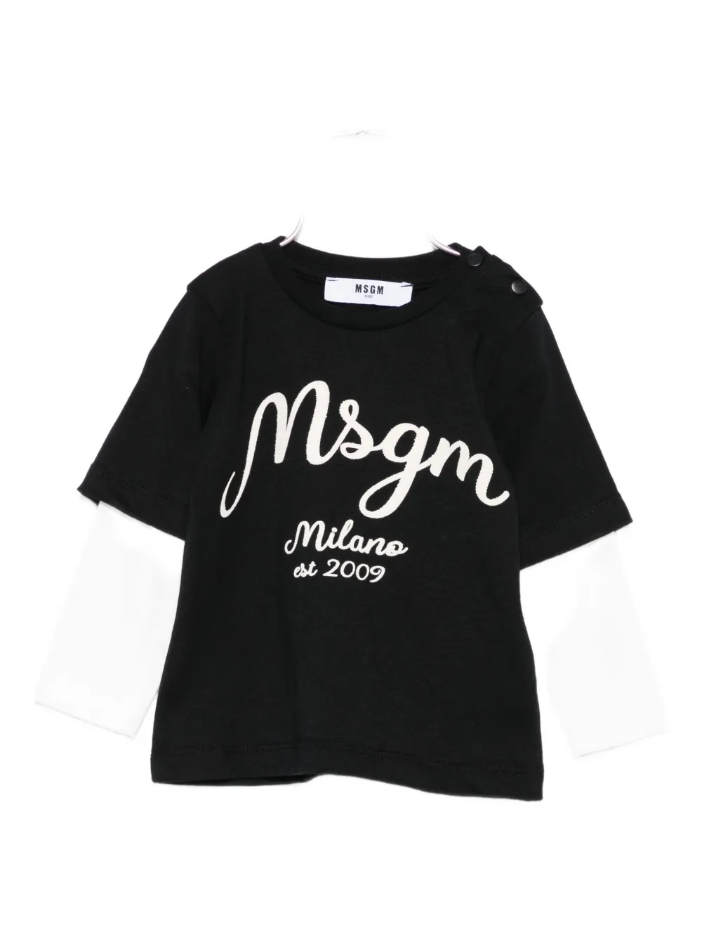 Msgm Layered Logo-print T-shirt In Black