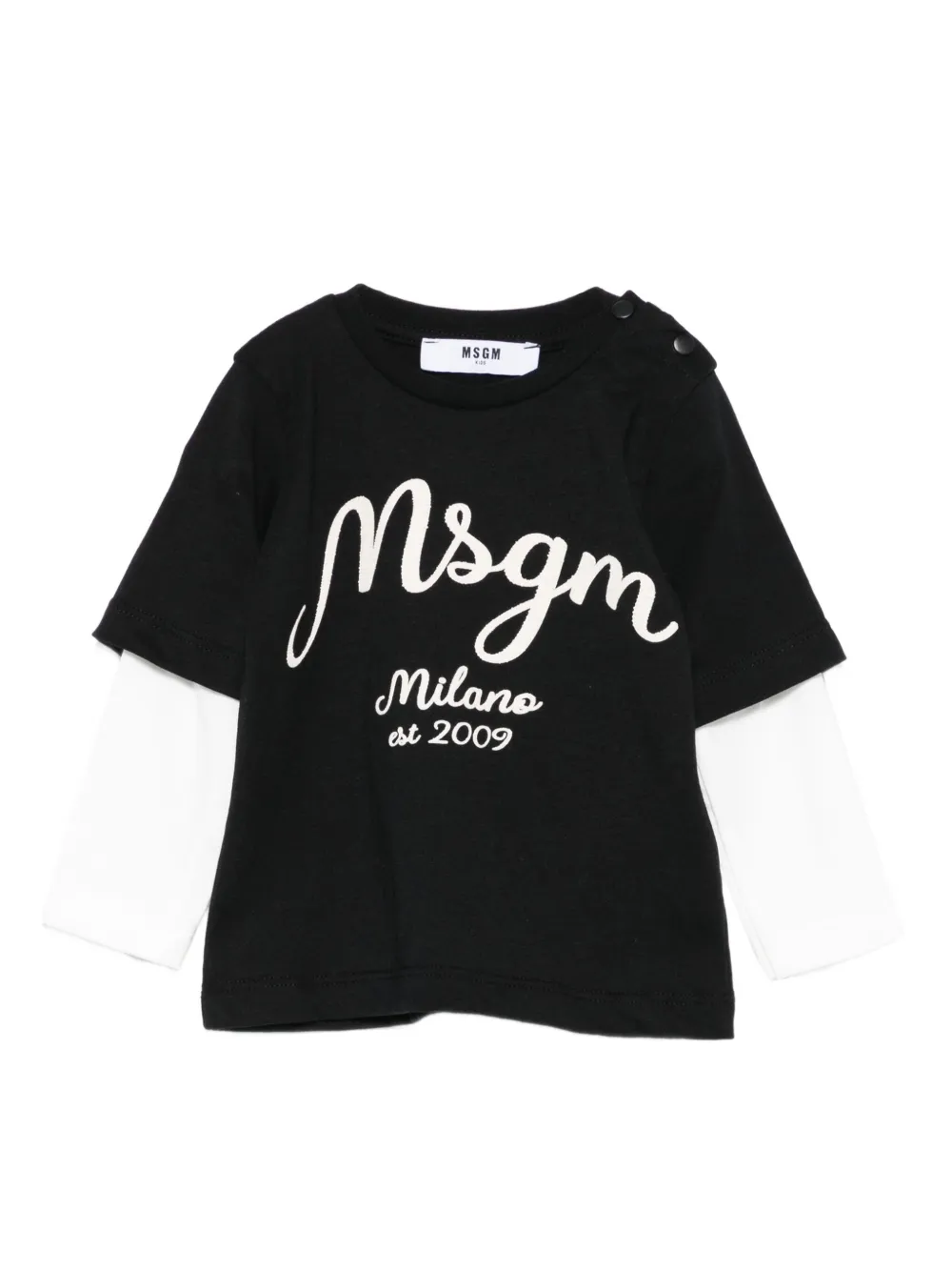 MSGM Kids layered logo-print T-shirt | Black | Image 1