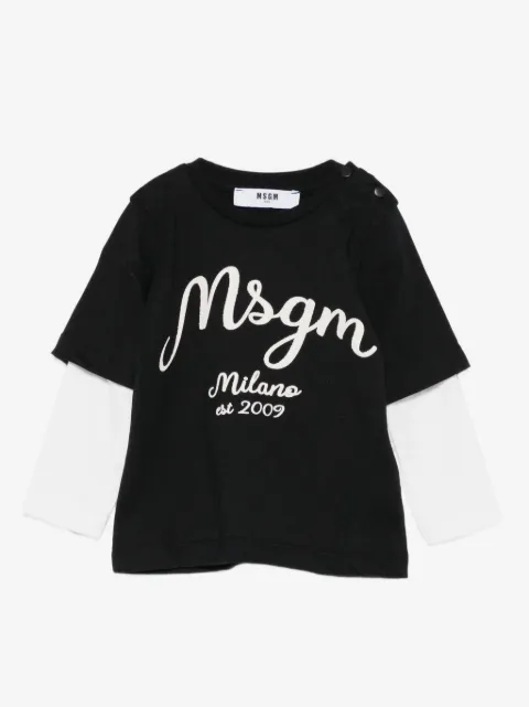 MSGM Kids layered logo-print T-shirt