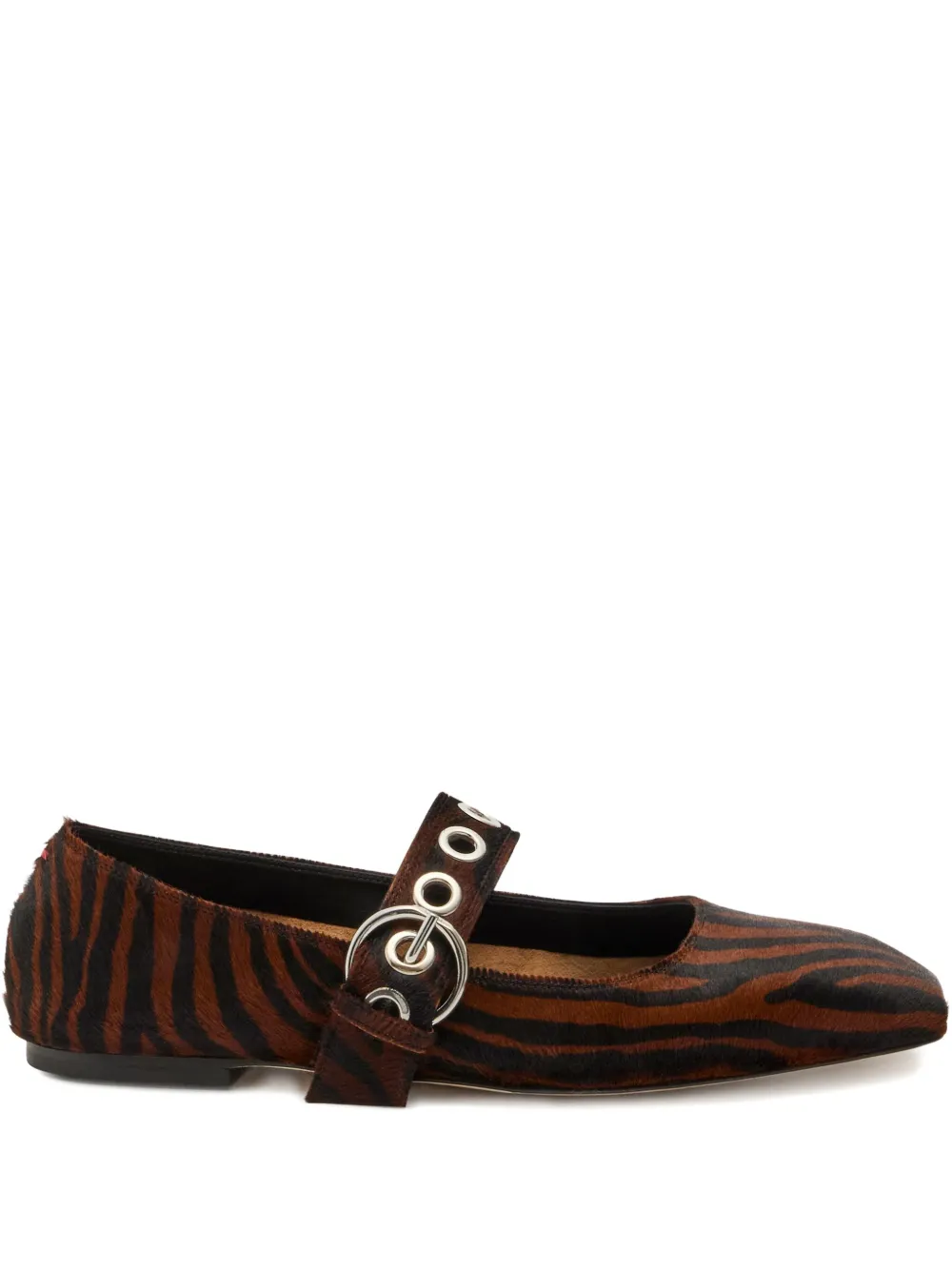 Aeyde Uma zebra-print ballet flats Brown