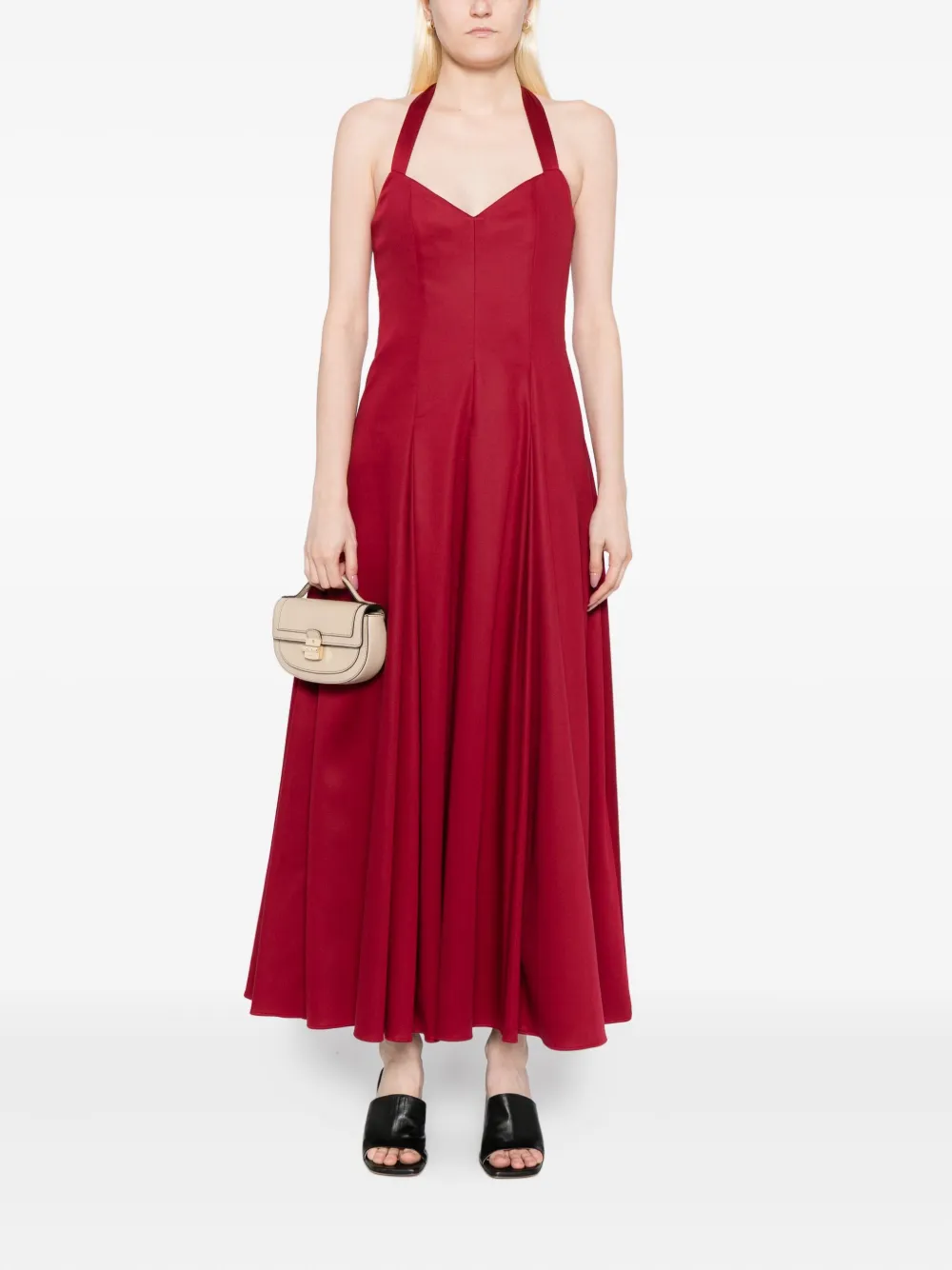 Alice And Olivia Isabelle Flared Midi Dress In Red