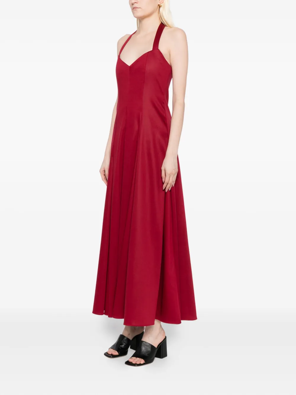 Alice And Olivia Isabelle Flared Midi Dress In Red
