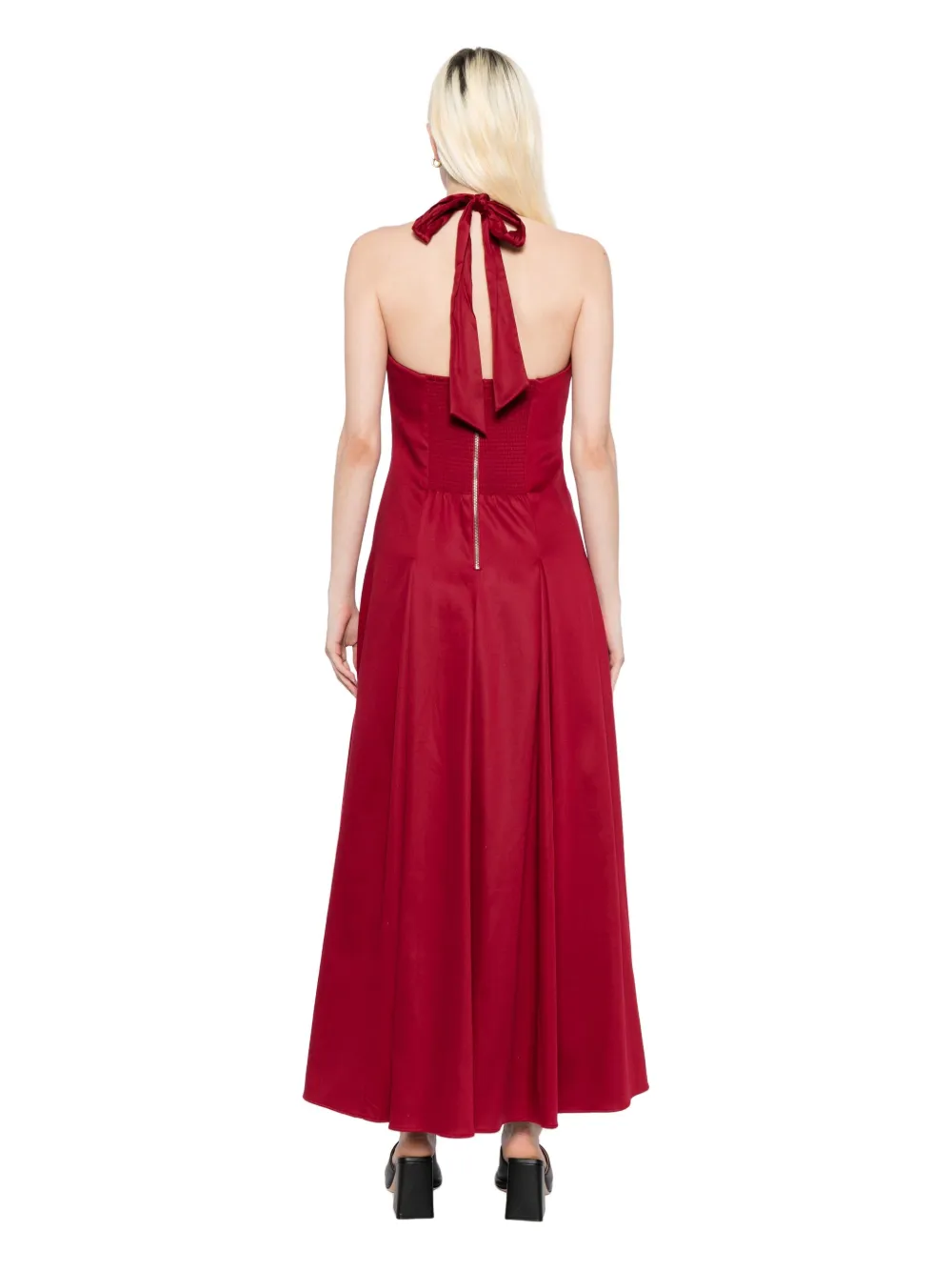 Alice And Olivia Isabelle Flared Midi Dress In Red