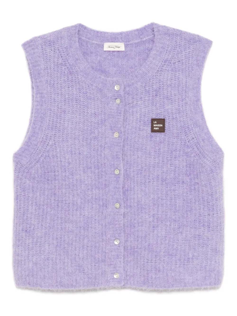American Vintage logo-patched sleveeless cardigan | Purple | Image 1
