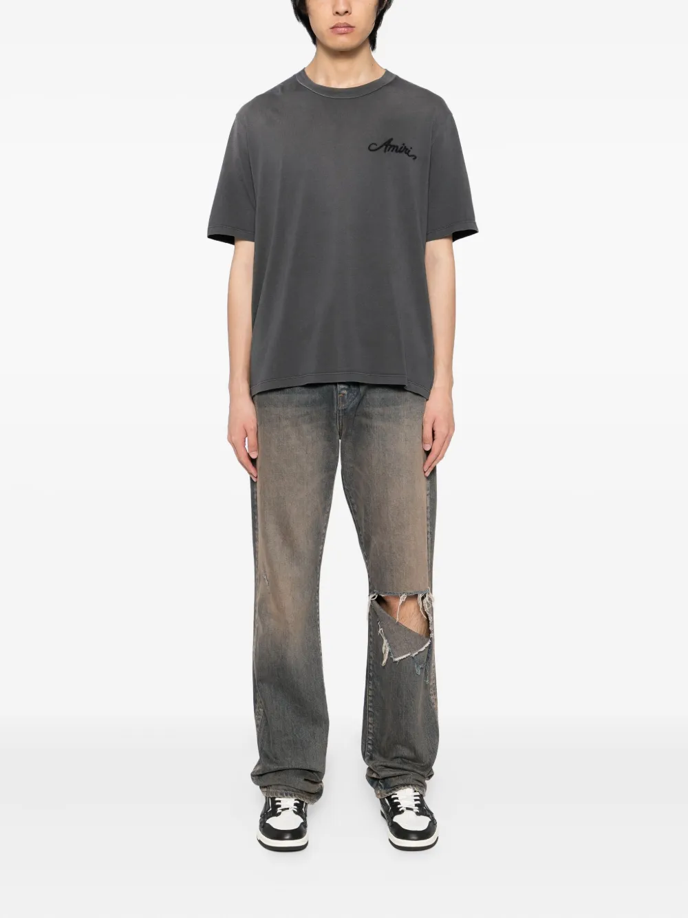AMIRI Katoenen T-shirt verfraaid met bandana - BLACK