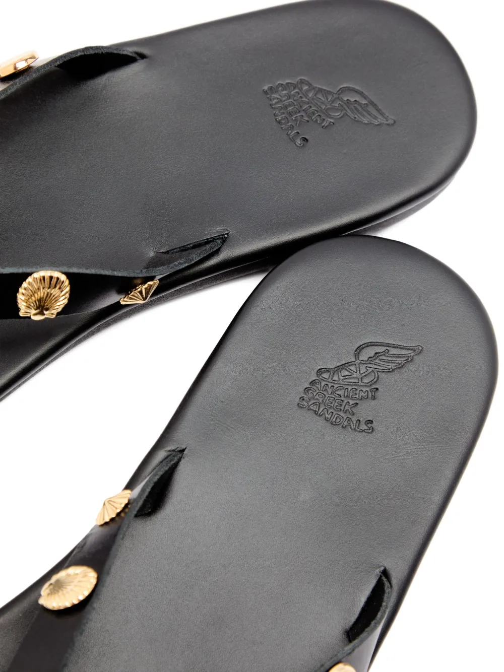 Ancient Greek Sandals Saionara shell-embellished thong sandals Black