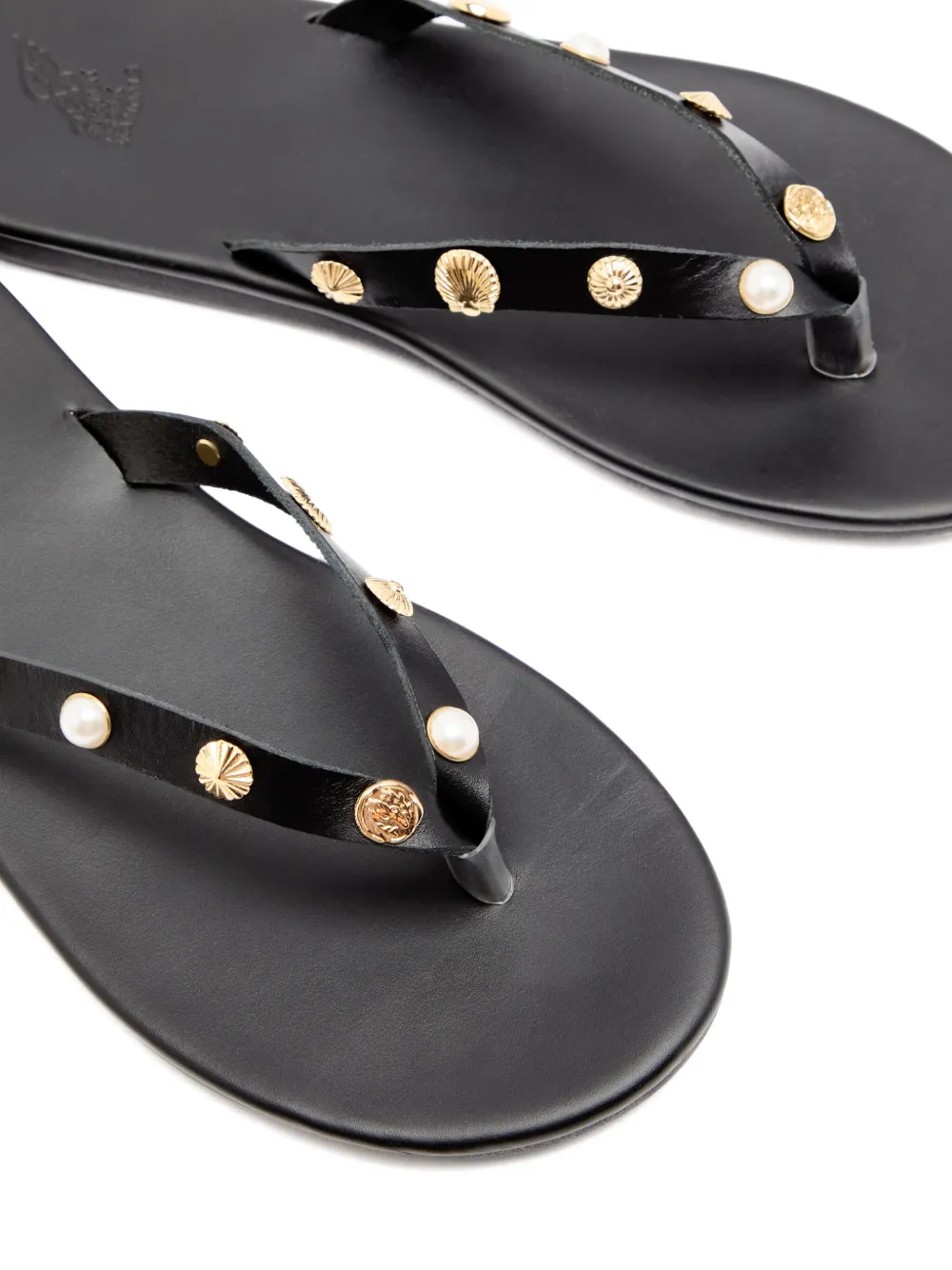 Ancient Greek Sandals Saionara shell-embellished thong sandals Black