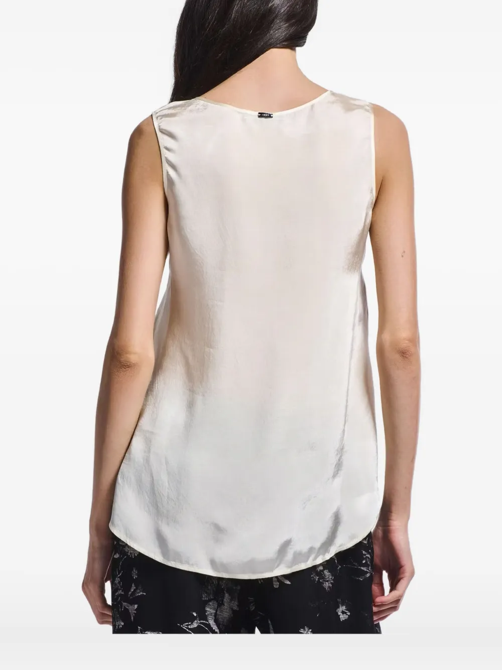 High Curved Hem Top In Neutral