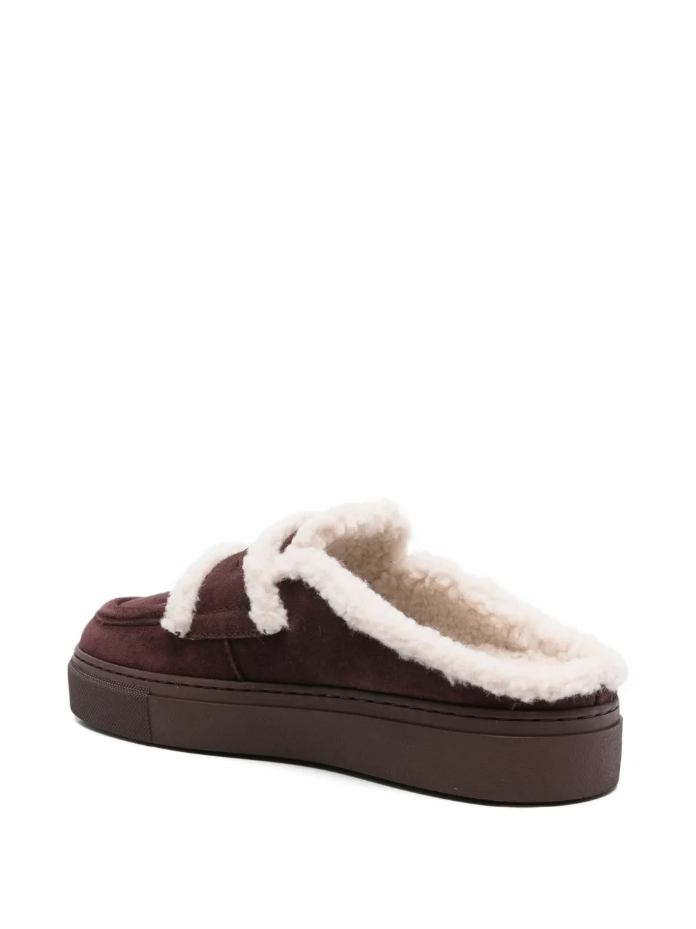 Inuikii Shearling-trimmed Suede Mules In Red