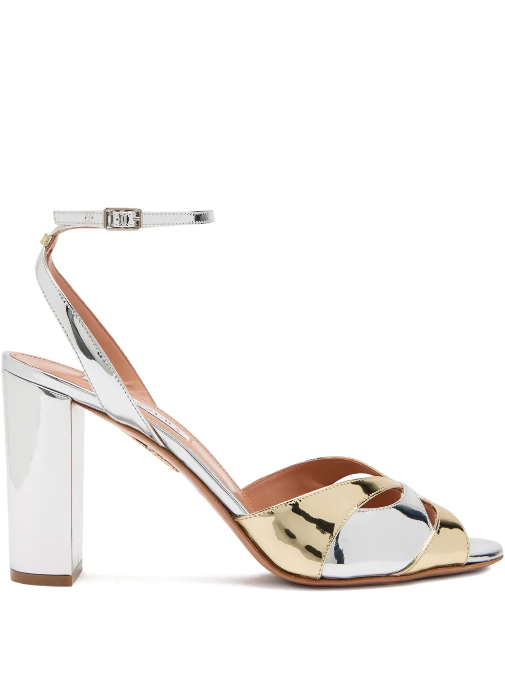 Aquazzura 85mm Moves leather ankle-strap sandals Silver