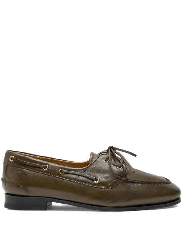 Bally Pathy Leather Lace-up Loafers in Green