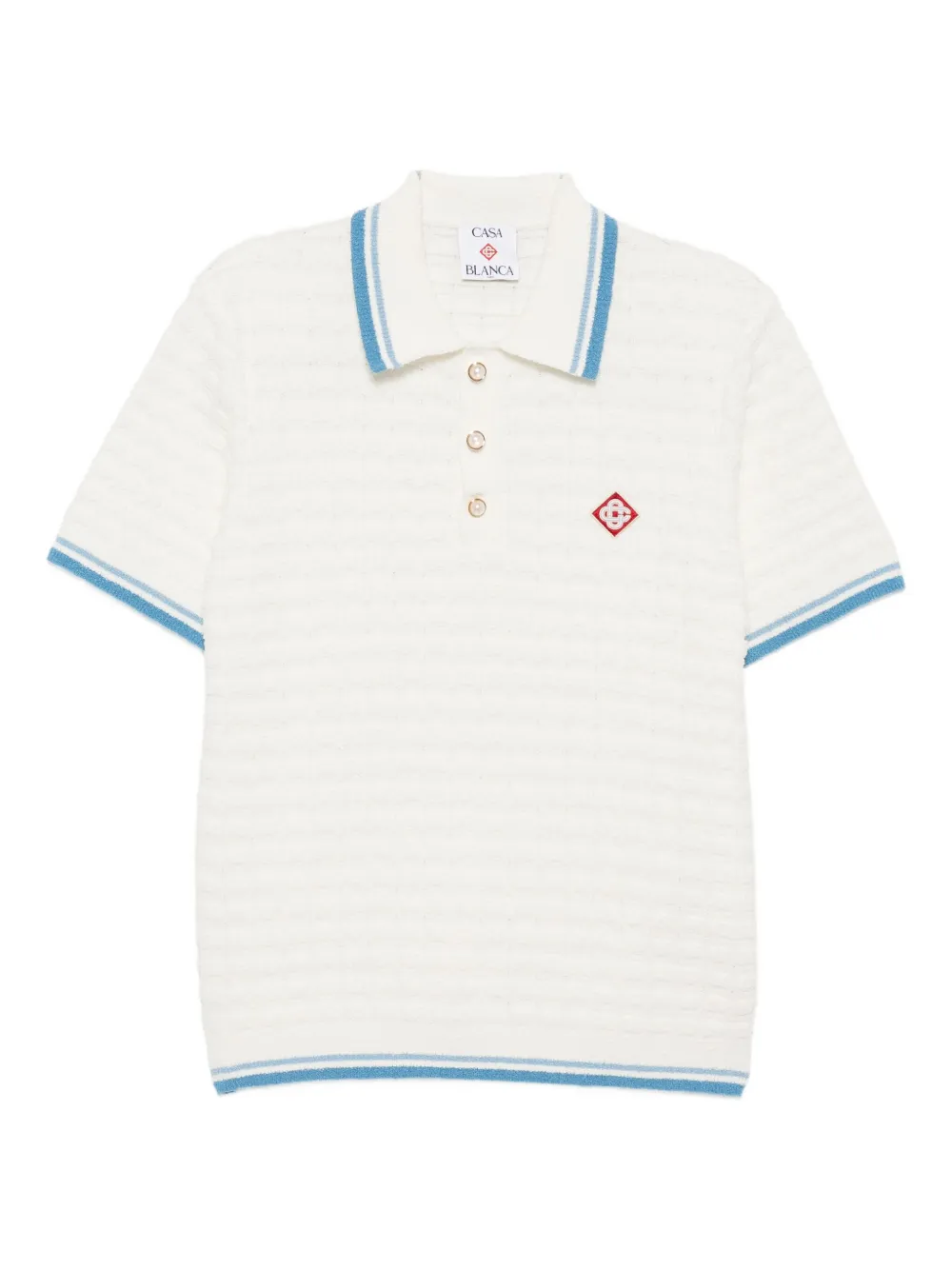 Casablanca White Shirt With Classic Collar And Chest Logo Patch In Cotton Man In White