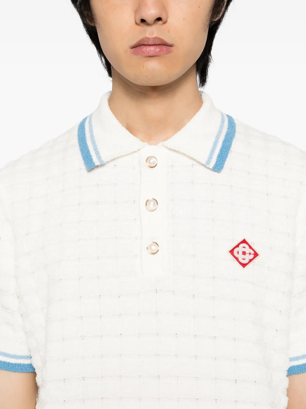 Casablanca White Shirt With Classic Collar And Chest Logo Patch In Cotton Man In White