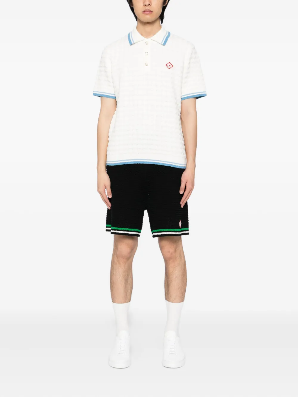 Casablanca Poloshirt met textuur en logo-applicatie - Wit