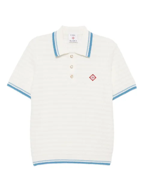 Casablanca logo-appliqué textured polo shirt