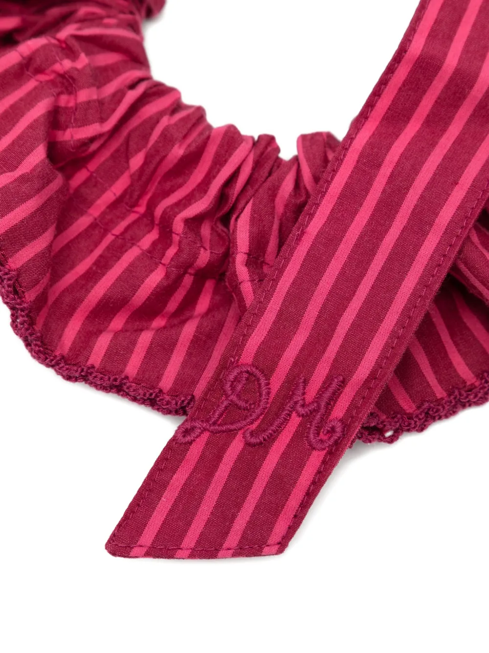 Damson Madder Garter Stripe Scrunche In Burgundy