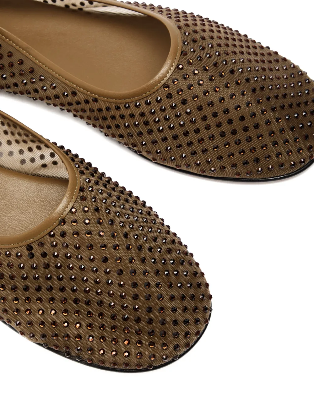 Dear Frances Balla Crystal-embellished Mesh Ballet Flats In Brown