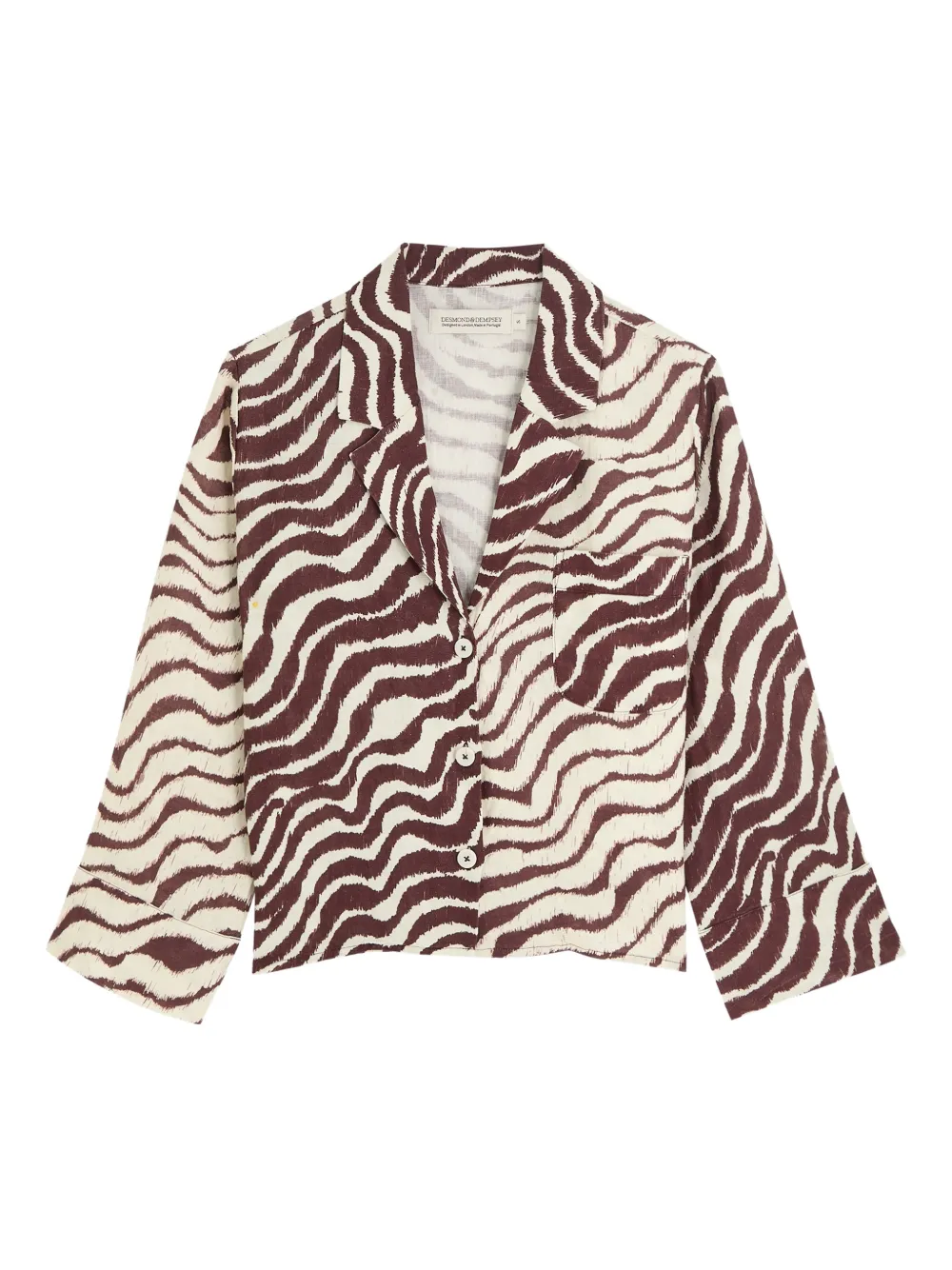 Desmond & Dempsey Tide zebra-print linen shirt - Beige
