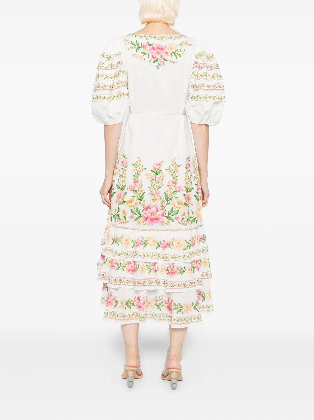 Farm Rio Palm Dream Printed Cotton Midi Wrap Dress In White