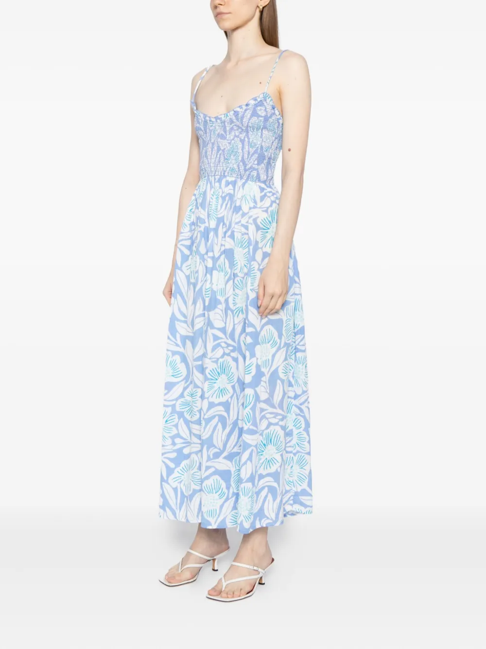 Free People Sweet Nothings Floral Print Sleeveless Maxi Sundress In Blue