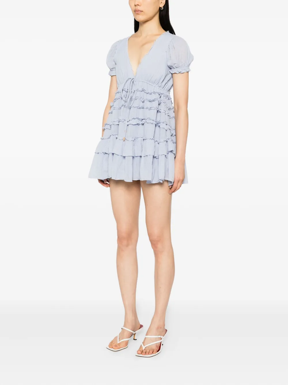 Free People Jurk met geborduurd blad Blauw