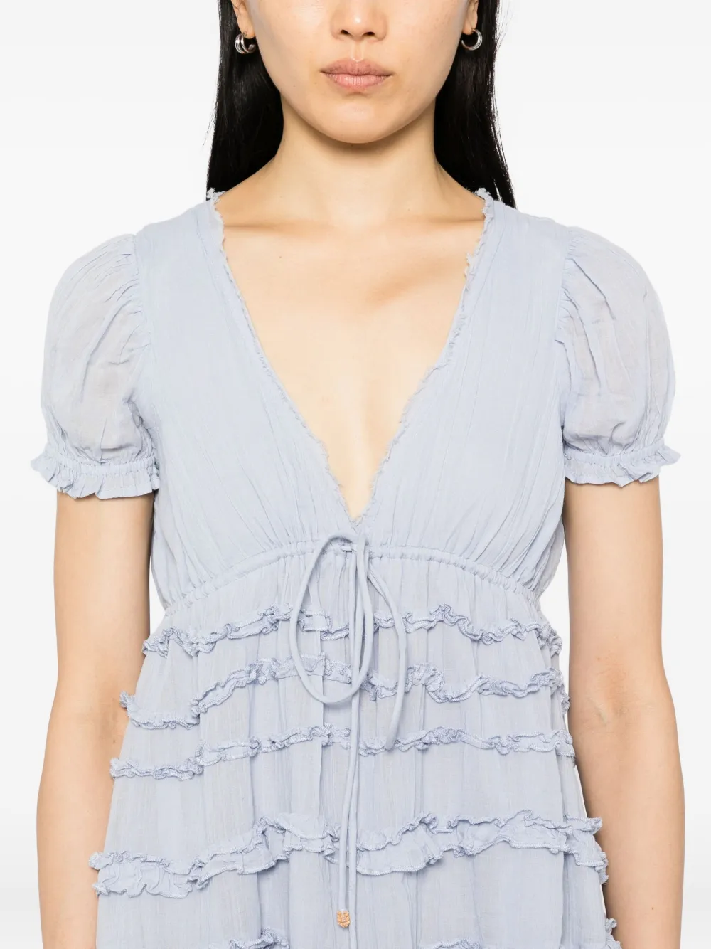 Free People Jurk met geborduurd blad Blauw