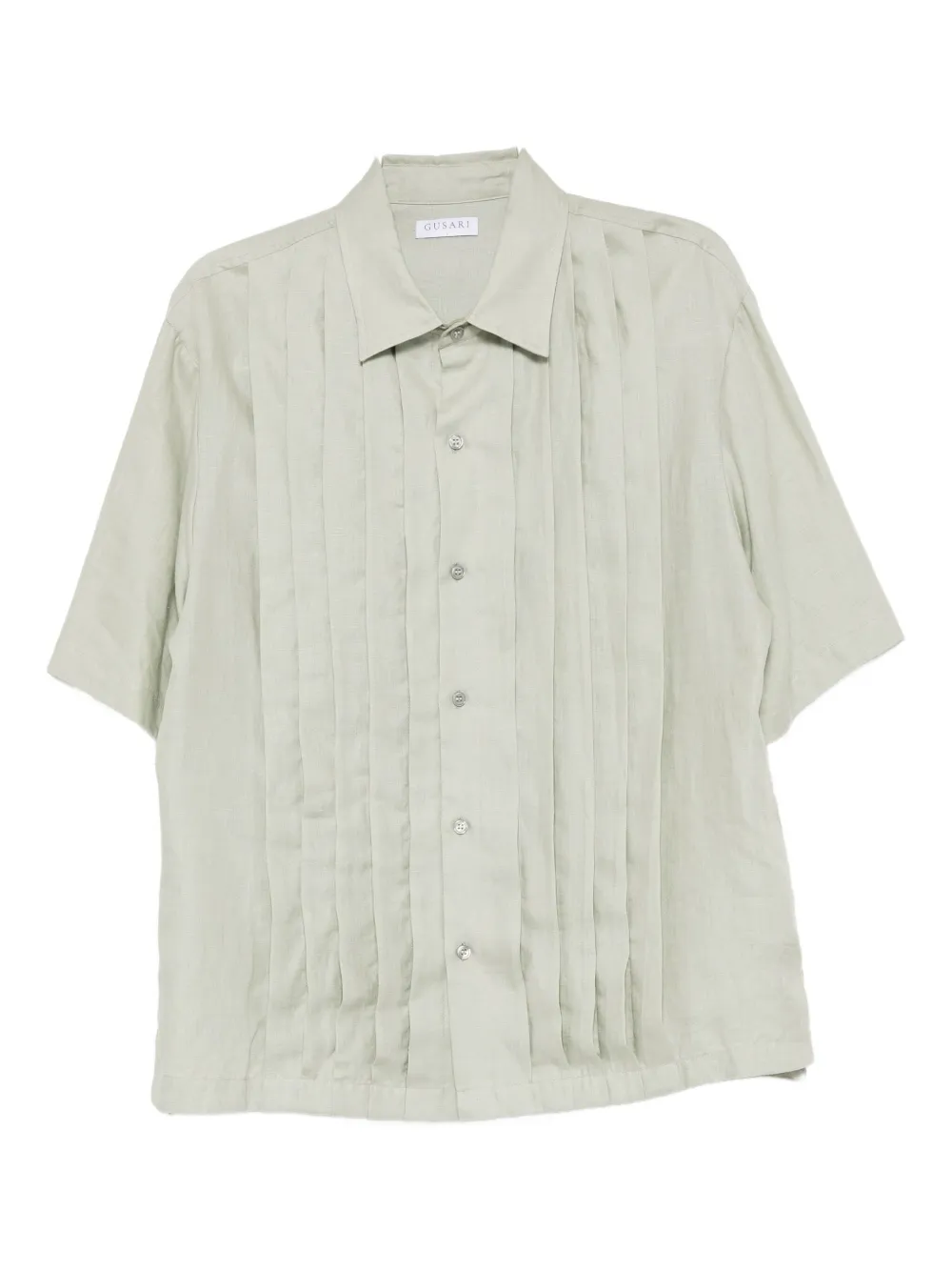 GUSARI pleated linen shirt | Green | Image 1