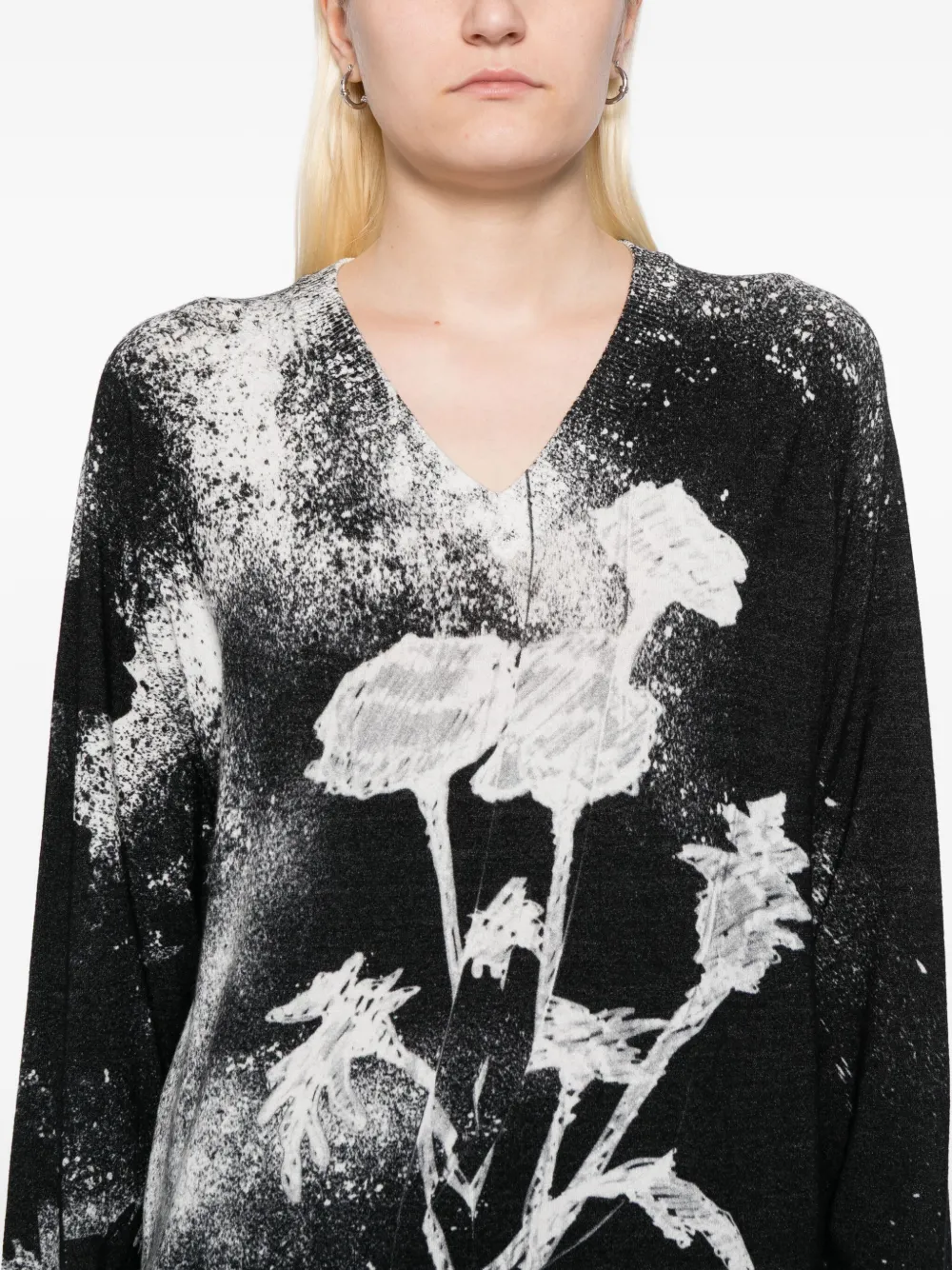 High Amuse Printed Rayon-blend Top In Black
