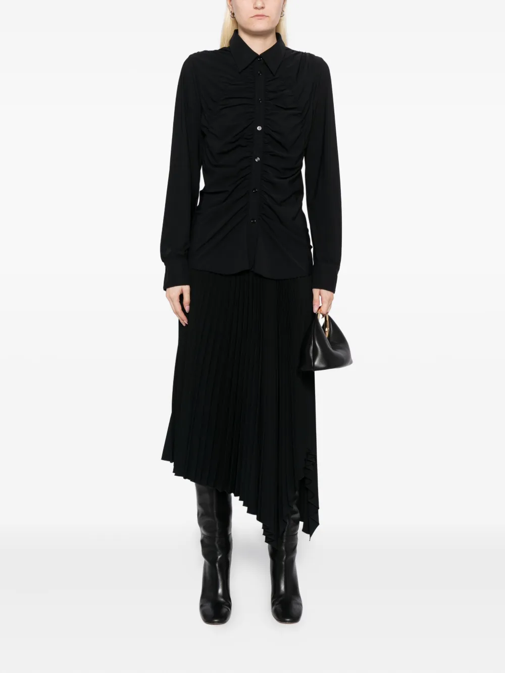 High Blouse met ruches - Zwart