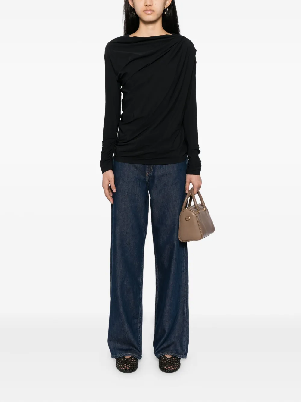 High Aslant getailleerde top - Zwart