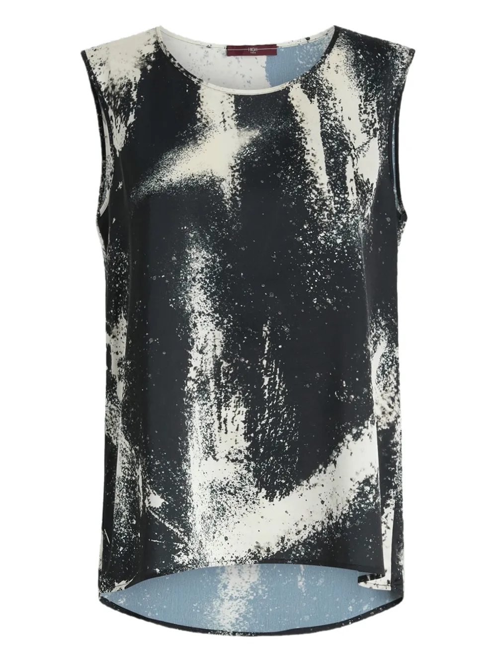 High Cue spray-effect print satin top | Black | Image 1