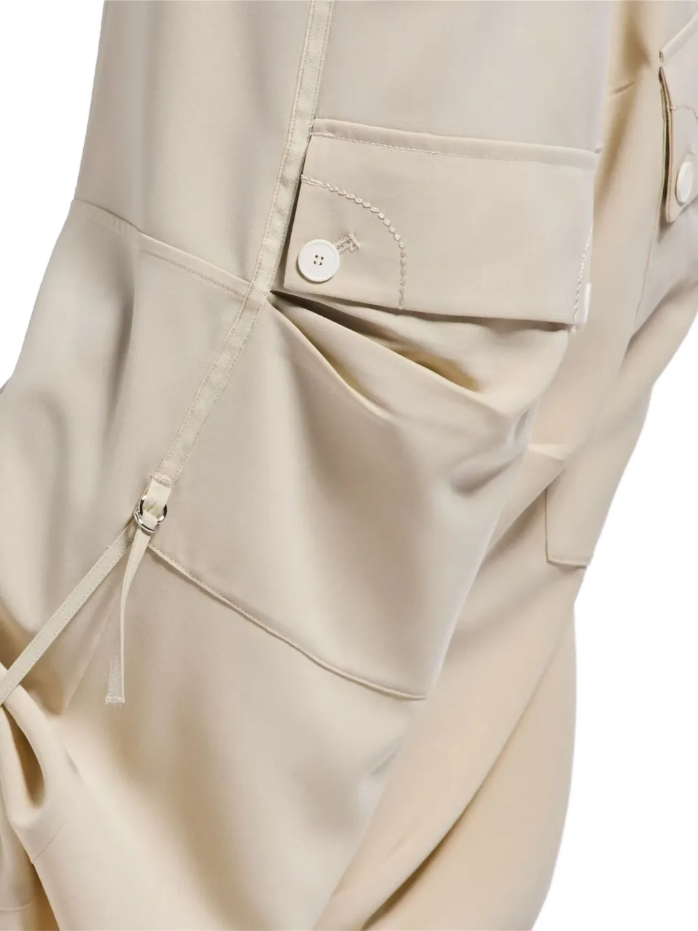 High Multiple-pockets Trousers In Neutral