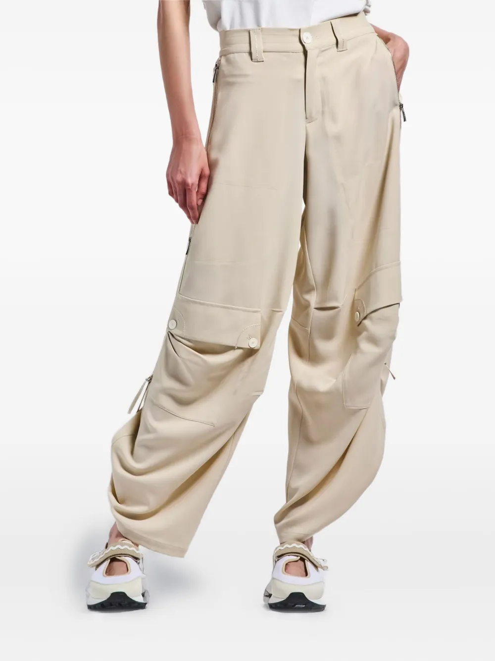 High multiple-pockets trousers - Beige