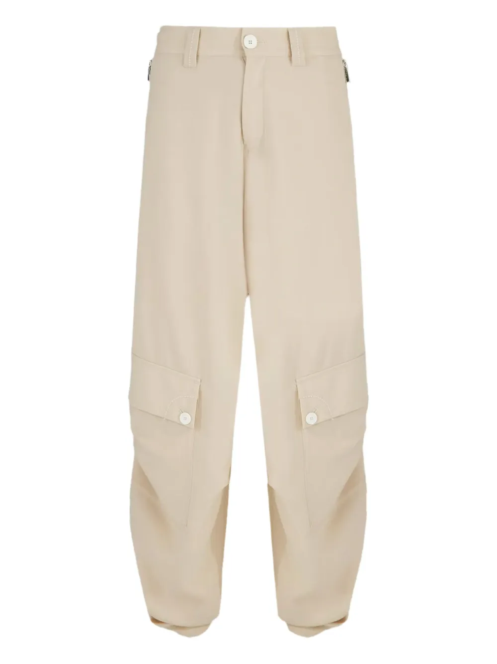 High Multiple-pockets Trousers In Neutral
