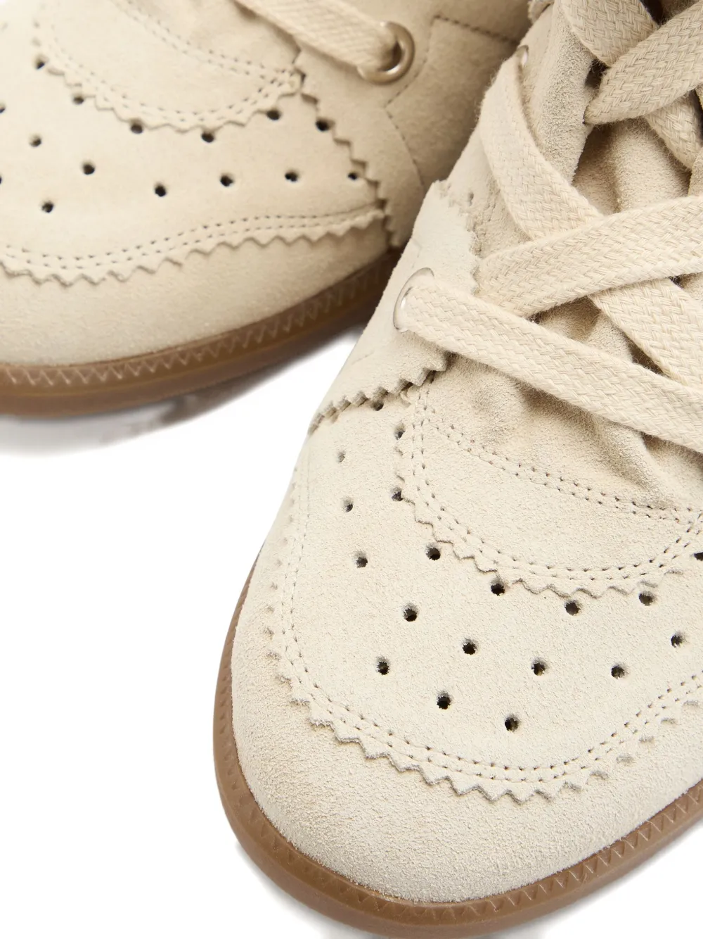 Isabel Marant Étoile Bobby Perforated Scalloped-edge Sneakers In Neutral