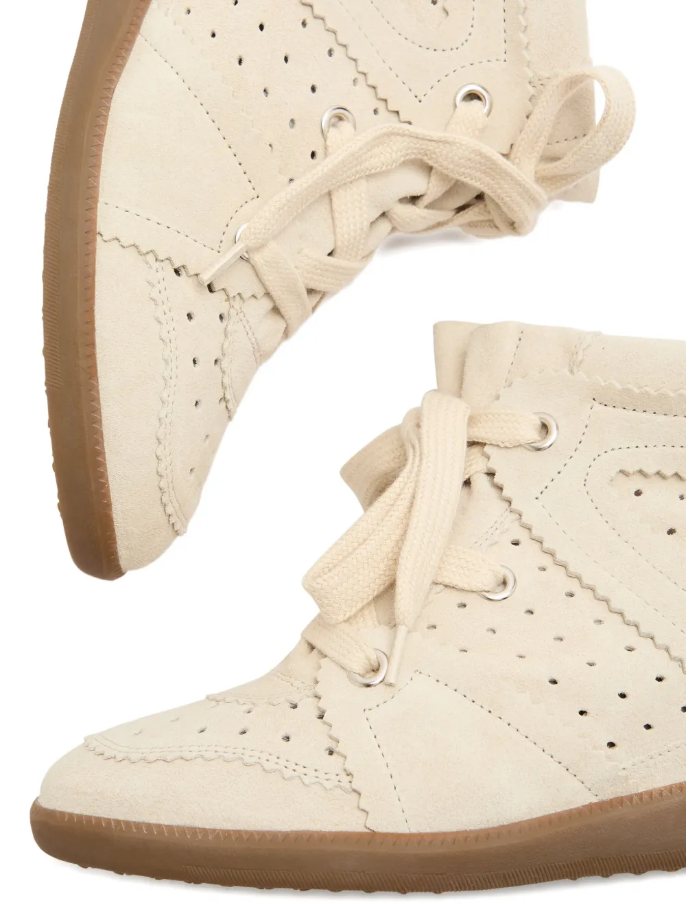 Isabel Marant Étoile Bobby Perforated Scalloped-edge Sneakers In Neutral