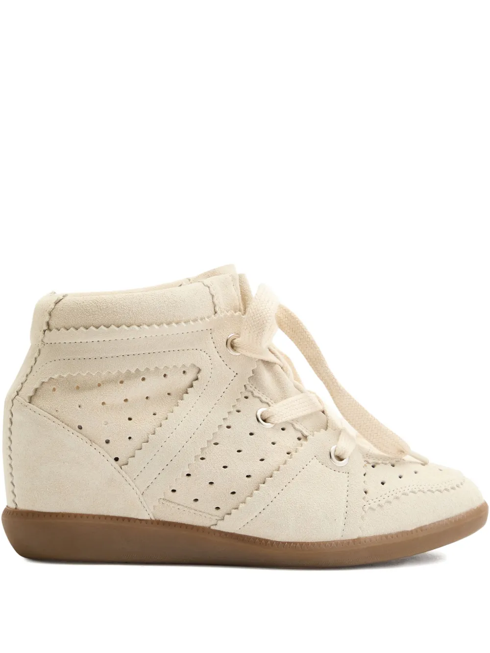 MARANT ÉTOILE Bobby perforated scalloped-edge sneakers | Neutrals | Image 1