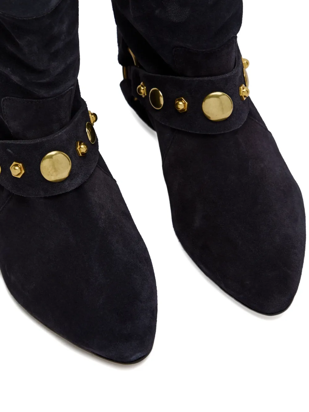 Isabel Marant Étoile Stania Embellished Suede Mid-calf Boots In Black