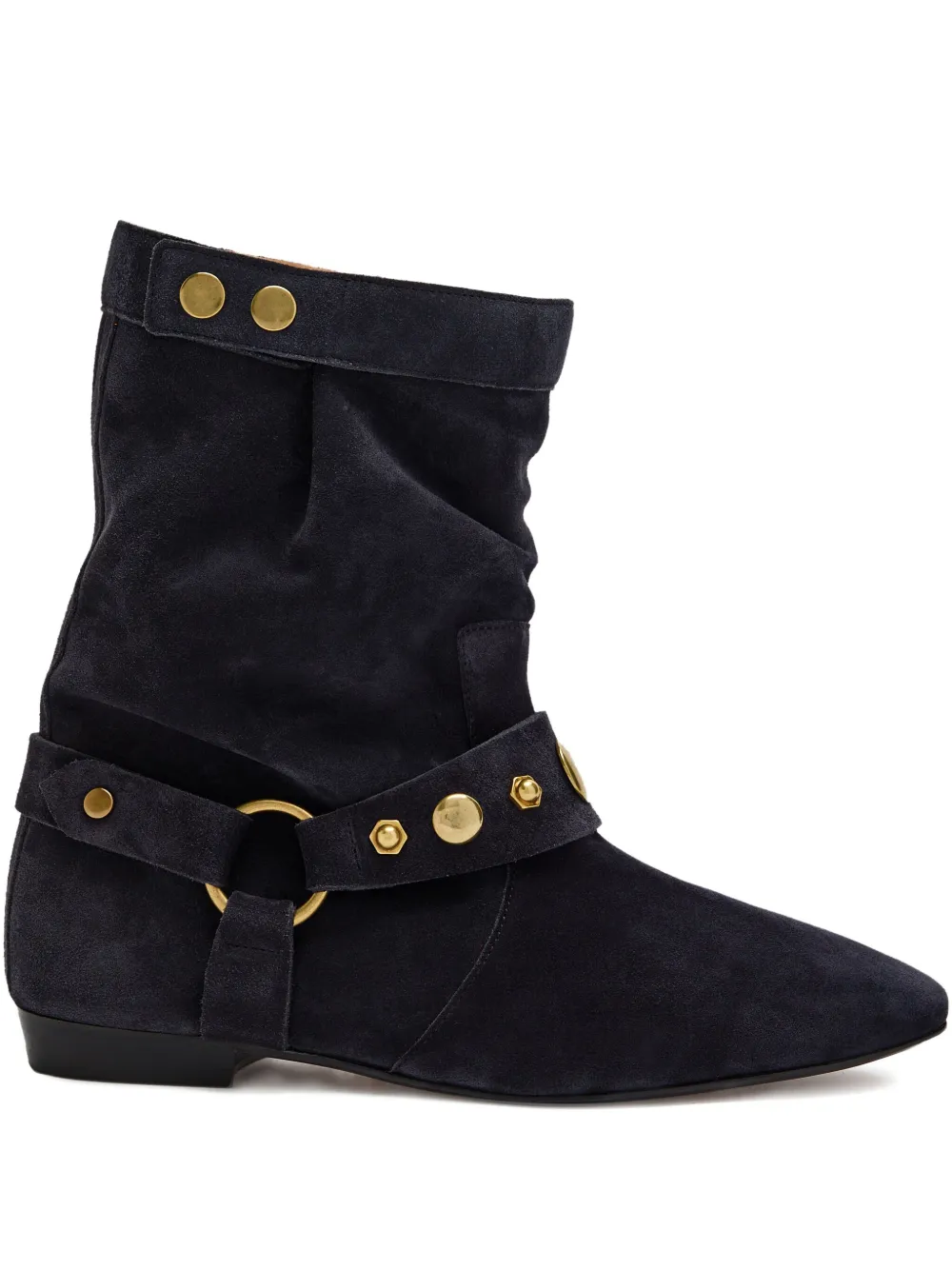 Isabel Marant Étoile Stania Embellished Suede Mid-calf Boots In Black