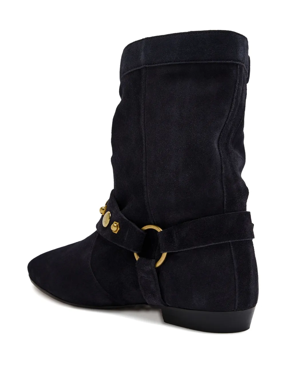 Isabel Marant Étoile Stania Embellished Suede Mid-calf Boots In Black