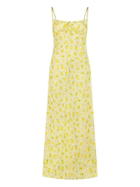 Leslie Amon slip dress largo con limones estampados