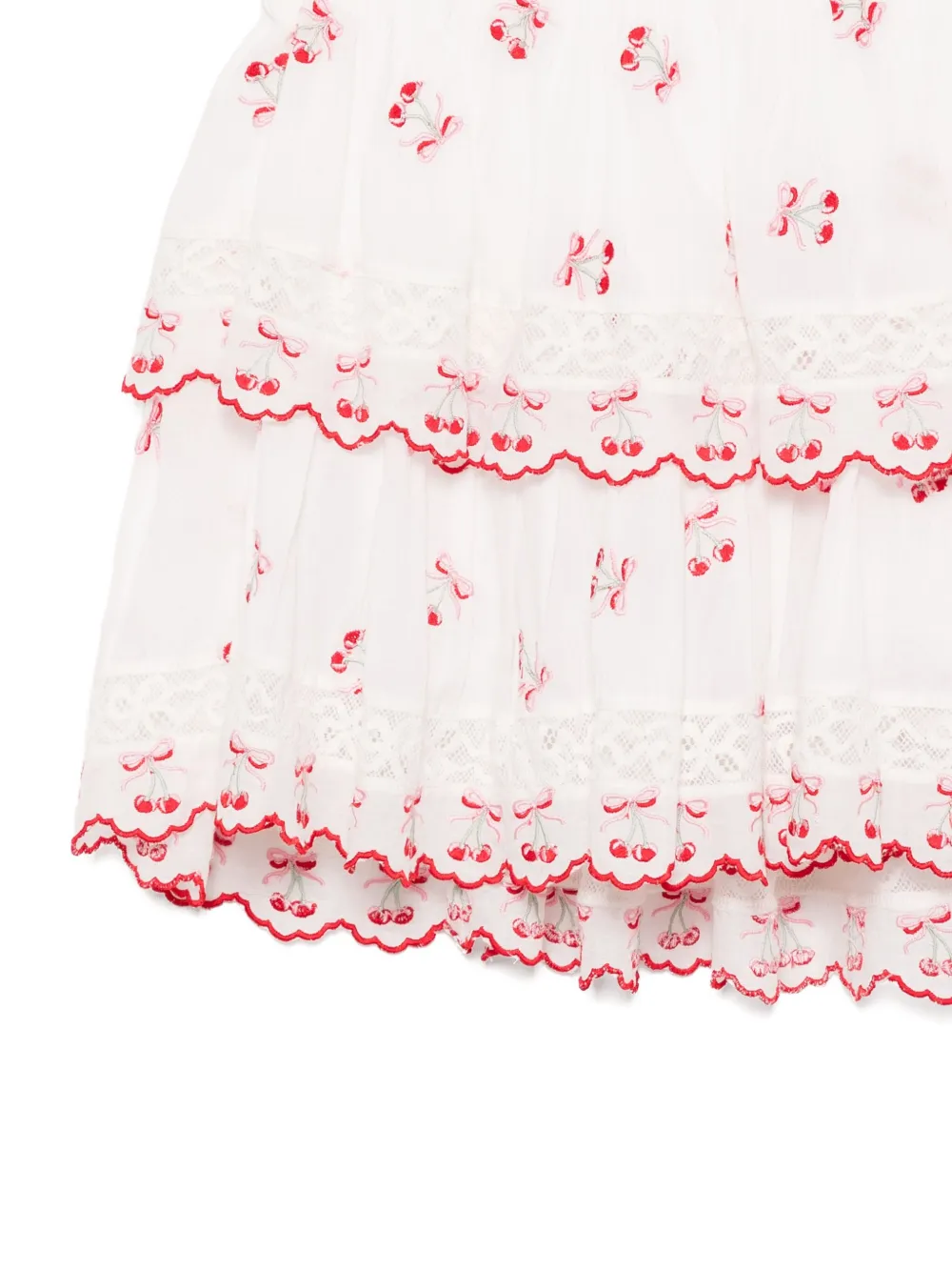 LoveShackFancy Cherry mini-rok Wit