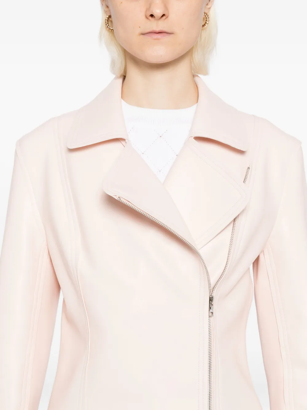 Norma Kamali Gang Waist Vegan Leather Jacket In Pink